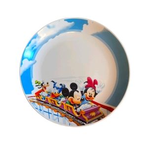 Vtg 90s Gibson Mickey & Minnie Rollercoaster Plate